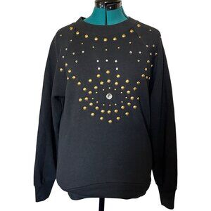 Women's VINTAGE 1980s Dreams Black Sweatshirt w/Gold & Silver Beads Size S-READ